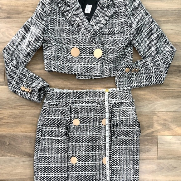 Fashion Nova Check The Resume Tweed Matching Set - Picture 8 of 9